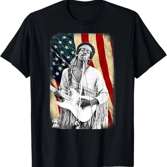 Jimi Hendrix Star Spangled Banner American Flag Music Band T-Shirt 172 - Picture 1 of 5